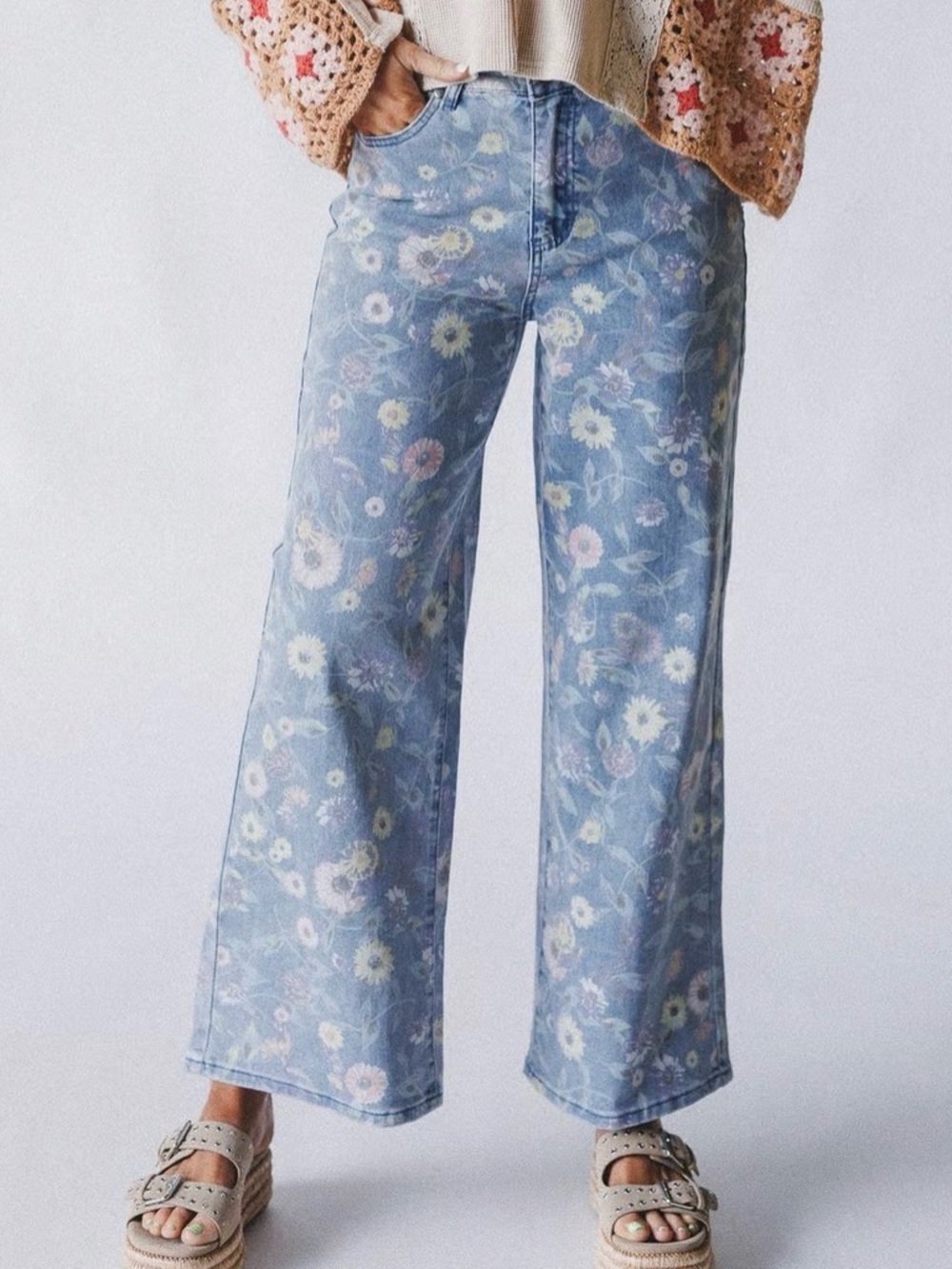 easel Botanical Garden Pants in Washed Denim L